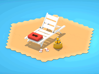 Beach Build 3d animation beach beer deckchair design island sea summer