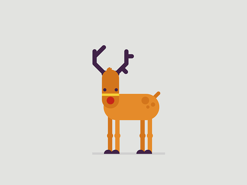 Prancing Reindeer 2d animation character christmas design flat happy illustration reindeer santa vector