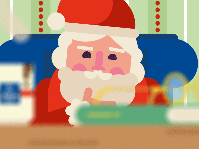 Santa Knows What's Up 2d animation christmas flat holidays illustration santa stars vector