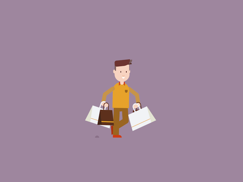 Happy Shopper 2d animaiton character cycle flat shopping vector walk