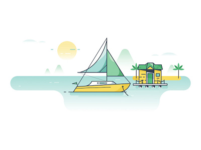 Sailing animation illustration sailing sea summer tropical