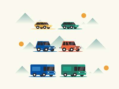 Road Trippin animation caravan cars design illustration style