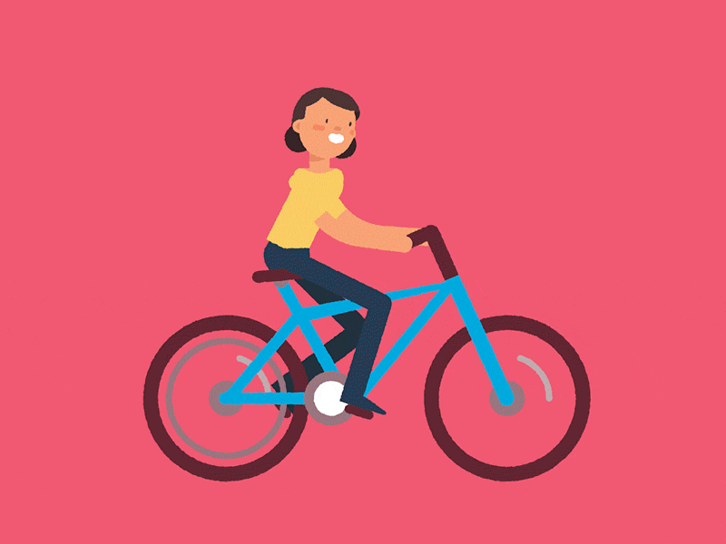 Cycling 2d animation bike character cycling design flat girl vector