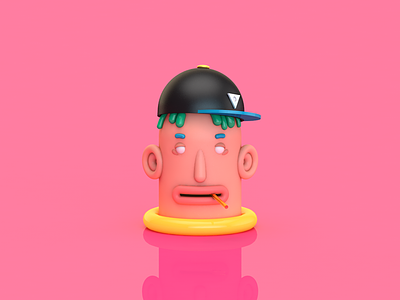 Self Portrait 3d c4d character design hat plastic toy vinyl