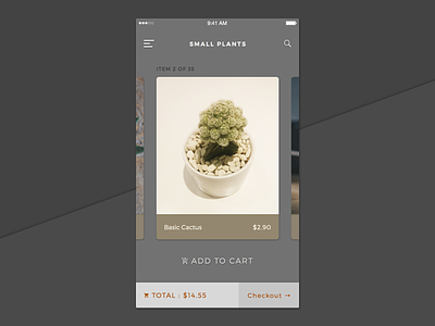 Browsing Plants app card checkout interface ios plant shop swipe