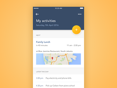 My Activities activity app diffuse shadow event fab ios map mobile planner schedule task todo
