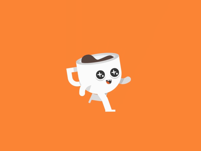 Coffee Rush 2d motiongraphics motion characterdesign animation illustration excited run teacup rush running character mug coffee