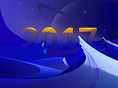 Hello 2017 atmosphere dawn holidays illustration new year night snow space stars winter