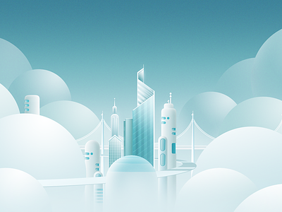 City illustration for landing. branding city clouds digital illustration landing sky skyscraper