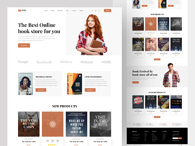 Book Store book store books digital marketing e-commerce education figma icons logo minimal online book selling typography ui ux web design website xd