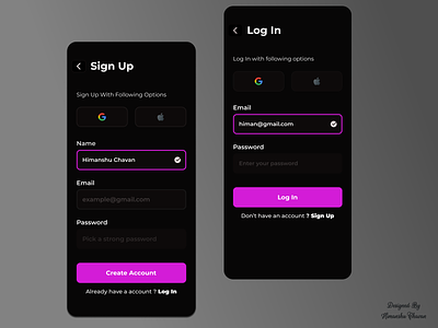 Sign Up and Login Page UI