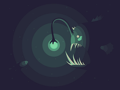 Angler Fish angler fish deep sea green illustration