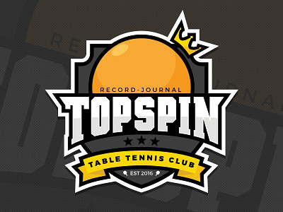 Topspin Logo ball crown est 2016 logo ping pong record journal sports logo table tennis topspin