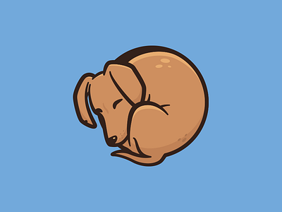 Pretzel circle curl cute dachshund dog illustration sleep