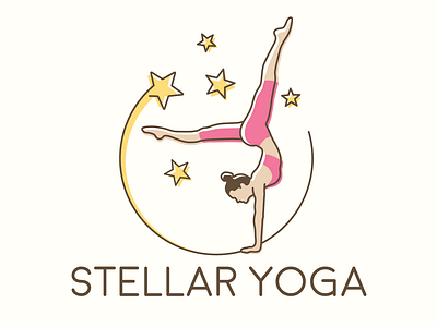 Stellar Yoga logo pink star stellar yellow yoga