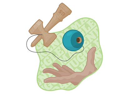 Kendama illustration juggle skill toy sticker