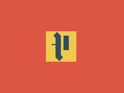 The Posted Icon blackletter branding flat icon monogram red the posted yellow
