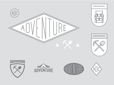 Adventure adventure backpack branding concept design outside pick axe shovel