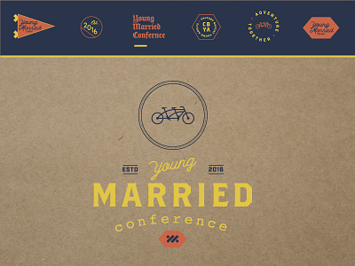 Young Married Conference bike blue branding cardboard conference orange retro tandem vintage yellow