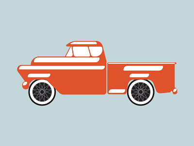 Retro Truck classic car flat illustration orange retro truck vintage