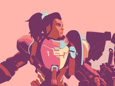 Brigitte brigitte character clean flat game illustration minimal overwatch