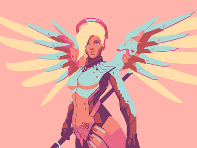 Mercy character clean flat game illustration mercy minimal overwatch