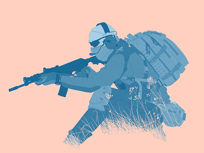Spec Ops illustration blue detailed flat french gun illustartion illustartor operator pew pew pink