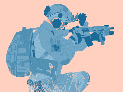 Soldier Illustration blue colour illustration minimal minimalist muted pastel pink