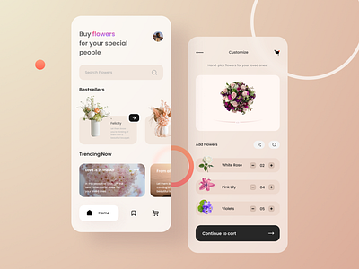 flowers - Mobile app concept design 2022 2022uidesigntrends app design design2022 flowerapp ui valentines