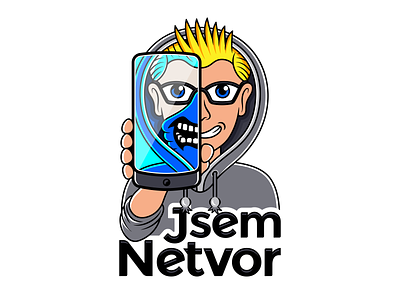 Jsem Netvor character illustration mascot phone technology teenager