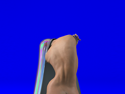 Postinternet Power Nap 3d back blue cinema 4d cloth girl holographic illustration iridescent nude woman