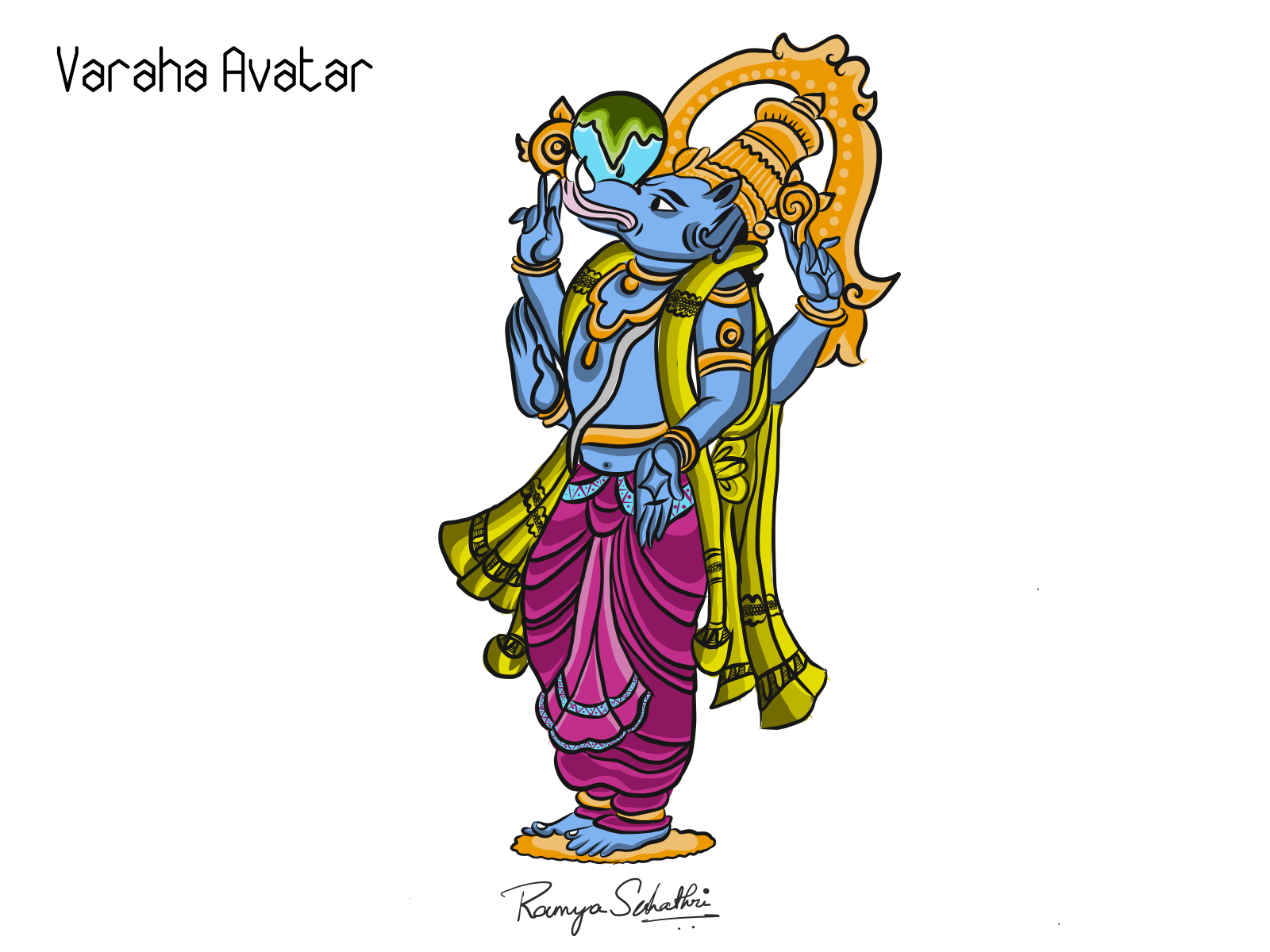 How to Draw Lord Vishnu Varaha Avatar Drawing - YouTube