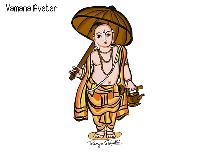 Vamana Avatar adobedraw applepencil avatars dasavatharam digital illustration ipadpro lord vishnu traditional art vamana avatar vector