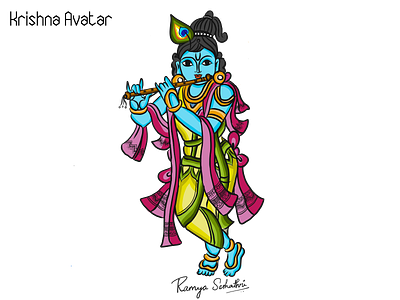 Krishna Avatar adobedraw applepencil avatars dasavatharam digital illustration ipadpro iskon krishna lord vishnu traditional art vector