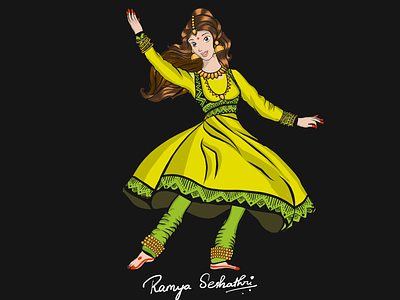 Princess Belle(from Beauty and the Beast) posing Kathak dance adobedraw beauty and the beast belle digital disney princess illustration indian dance form kathak vector