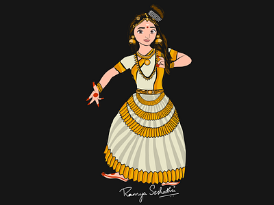 Princess Moana posing for Mohiniattam dance adobedraw applepencil digital disney princess illustration indian art indian dance form ipadpro kerala moana mohiniattam south indian vector