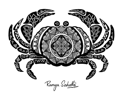 Crab in Zentangle crab digital digital art digitangle illustration ipadpro procreate sea food zentangle