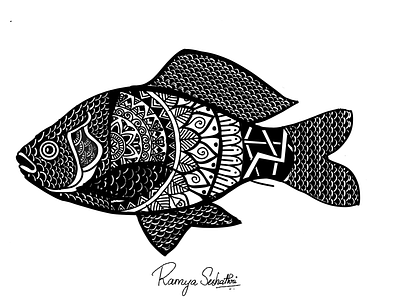 Fish in Zentangle digital digitangle illustration ipadpro procreate sea foods zentangle