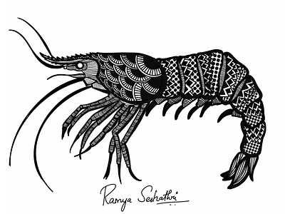 Prawn in Zentangle digital digitalart digitangle illustration ipad procreate ipadpro prawn sea food zentangle