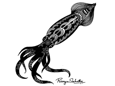Squid in Zentangle digital digital illustration digitangle ipad pro ipad procreate sea food squid zentangle