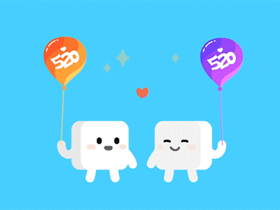 We're together 520 animation balloon celebrate celebration chinese doufu flat illustraion interaction love lovely lover tofu