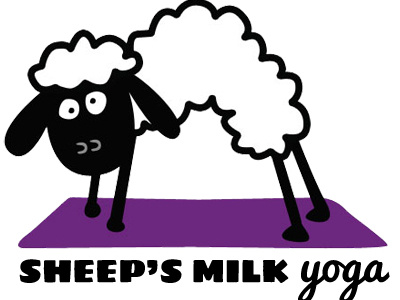 Sheep's Milk Yoga Logo fun funny illustration logo parody