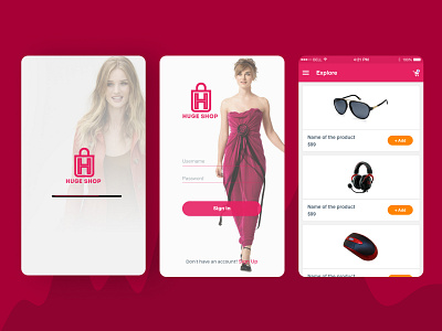 Hufe Shop - Ecommerce Mobile App app branding clothes ecommerce app mobile app shopping shopping app