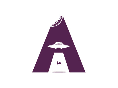 A is for Alien! a alien design fun logo mystery negative space ufo