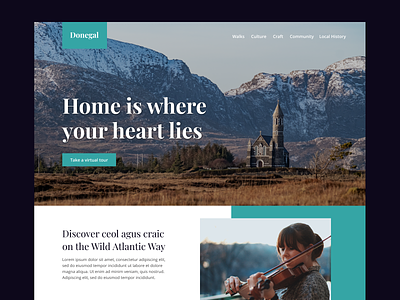 Home is where the heart lies homepage ireland travel website website design