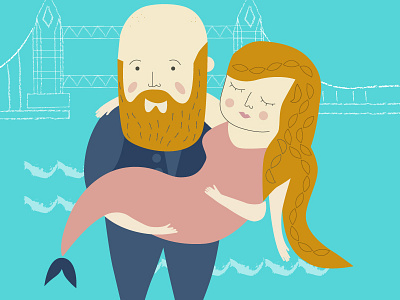 Wedding Invite beard boating fish illustration invite river wedding
