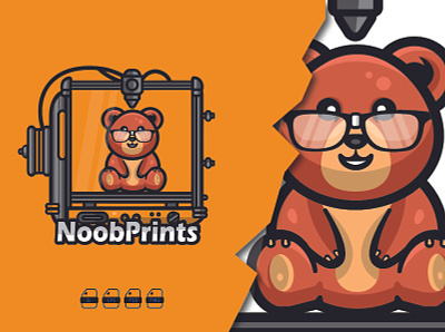 NOOBPRINTS 3d animation branding graphic design logo mascot