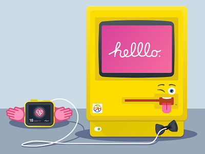 Helllo Dribbble, Emoji Style! apple watch debut dribbble emoji flat hello illustration mac