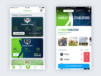 Caddielinks Competition app caddielinks competition golf live leaderboard mobile ui