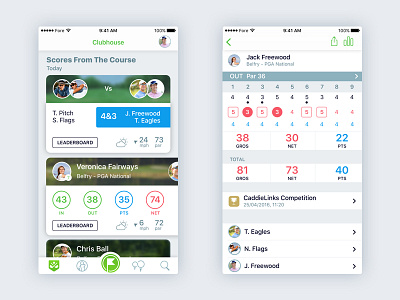 Caddielinks Scorecards app caddielinks golf mobile scorecard ui